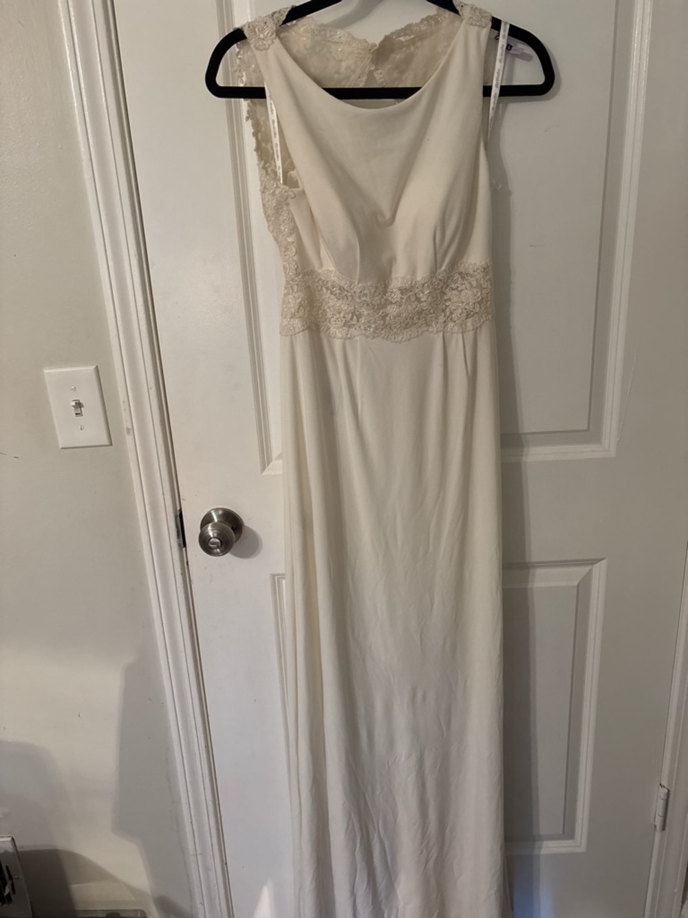 David's Bridal Ivory Lace-Trim Bridal Gown